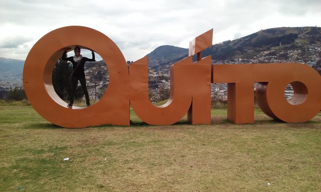 Obligatory (and completely obviously unedited) picture with Quito sign in Parque Itchimbia.